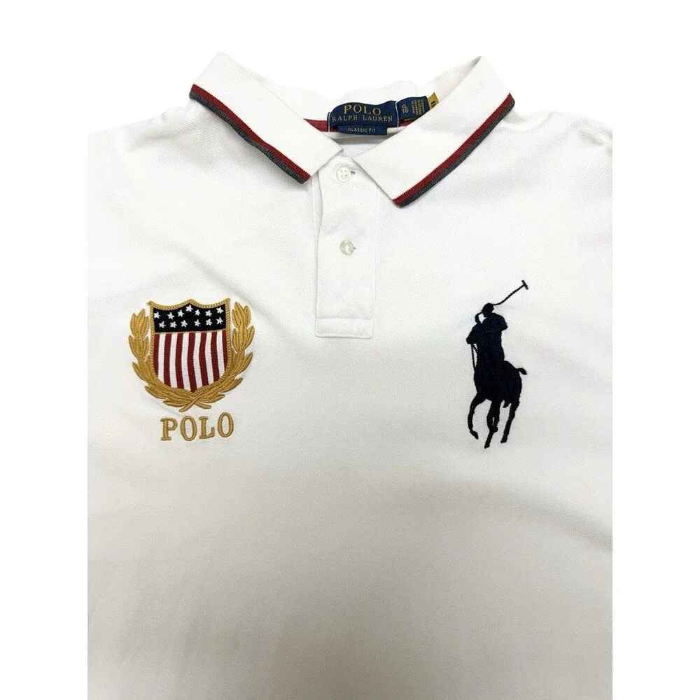 Polo Ralph Lauren Big Pony USA Crest Polo Shirt Men’s XL White Classic Fit